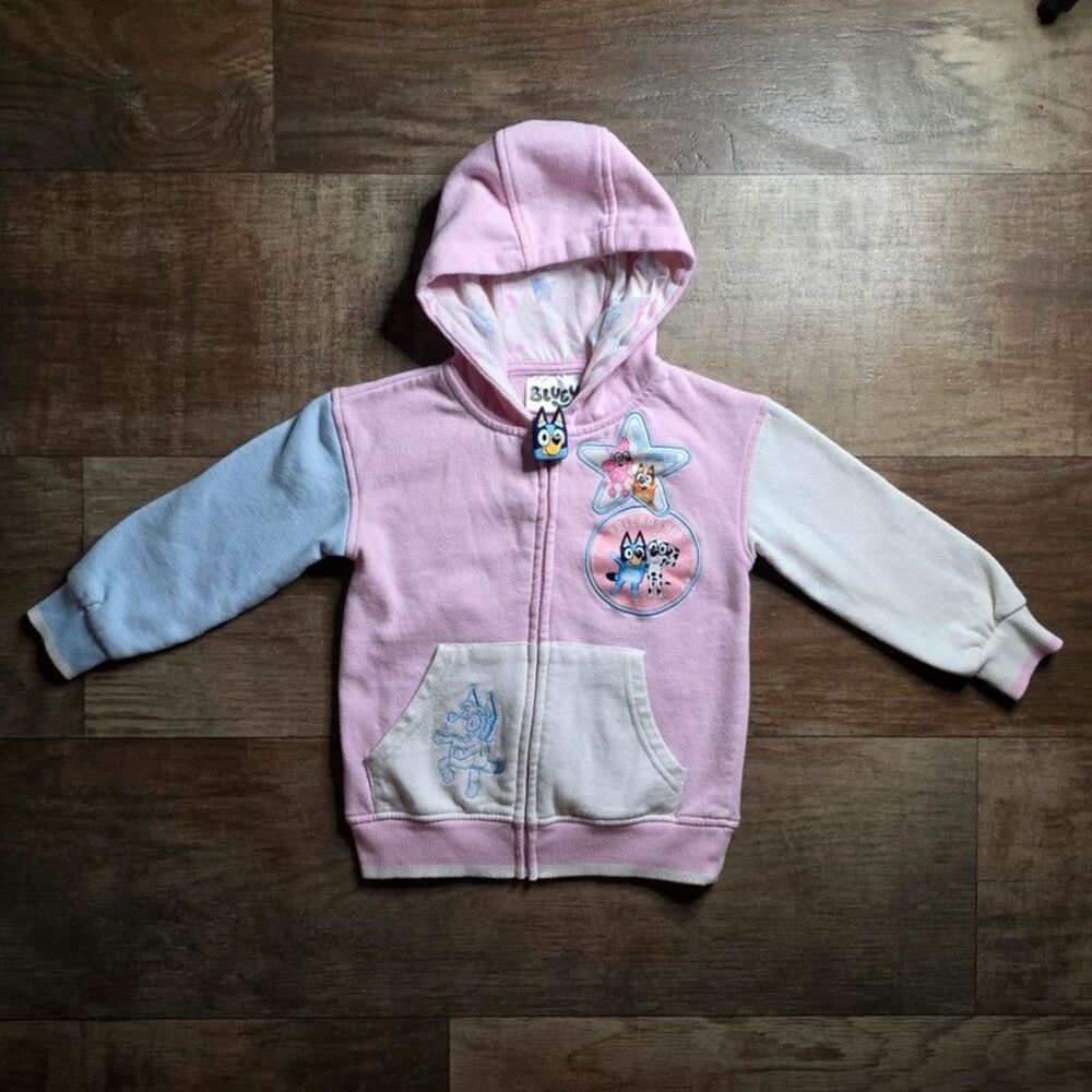 Light Pink Bluey Zip Up Hooodie For Girls Size 4